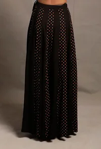 Black Hand Block Printed Kalidar Long Skirt image 4