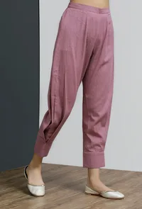 Solid Onion Pink Side Pleated Pants image 2