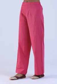 Pink Cotton Women Pant image 2