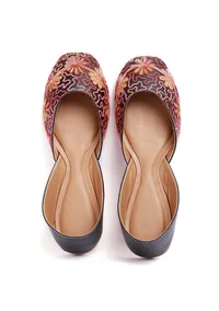 Black Peach Floral Tili Aari Embroidery Jutti image 1