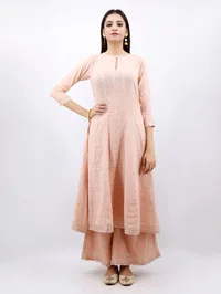 Peach Cotton Dobby and Gota Lace image 1
