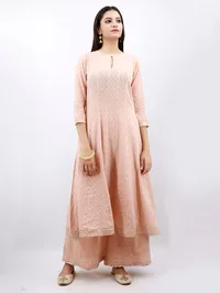 Peach Cotton Dobby and Gota Lace image 2