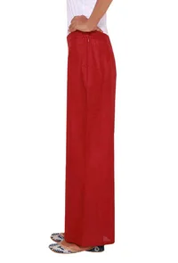 Bright Red Cotton Linen Palazzo Pants image 2