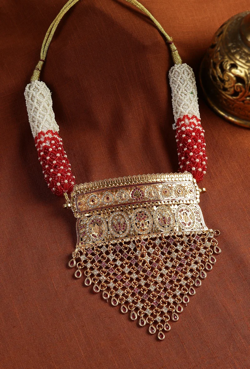 Luxury Ruby Pearl Statement Necklace