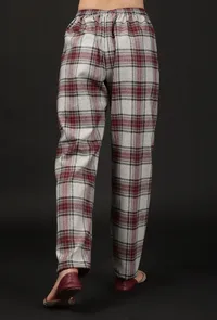 Smoke Grey Woven Tartan Checks Woolen Straight Pants image 4