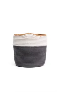 Grey and White Cotton Jute Basket image 2