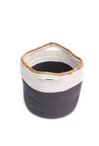 Grey and White Cotton Jute Basket image 3