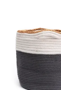 Grey and White Cotton Jute Basket image 4