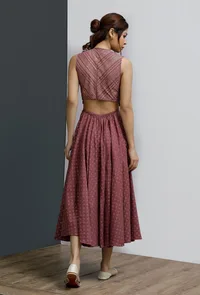 Plum Hand-Block A-Line Flared Dress image 4