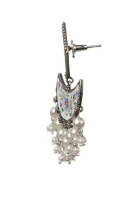 Yellow & White Handpainted Pearl Drop&nbsp;Earrings image 3