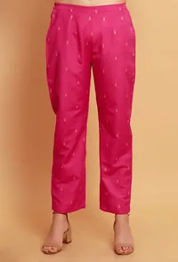 Pink Woven Straight Cotton Pants image 1