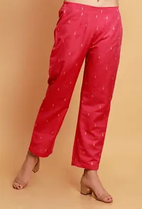 Pink Woven Straight Cotton Pants image 2