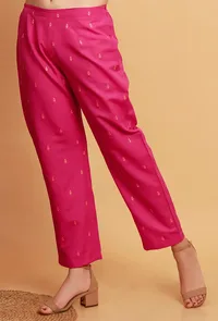 Pink Woven Straight Cotton Pants image 3