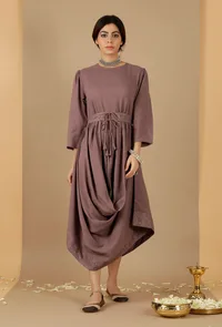 Drape dress With Tie Around Belt image 2