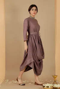Drape dress With Tie Around Belt image 3