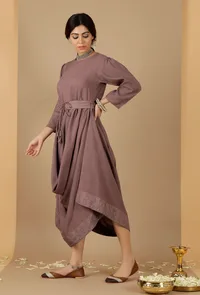 Drape dress With Tie Around Belt image 4