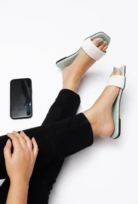 Sage Green Braided Cruelty Free Leather Flats image 2