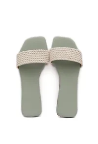 Sage Green Braided Cruelty Free Leather Flats image 3