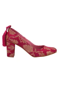 Pink Brocade Block Heel image 3