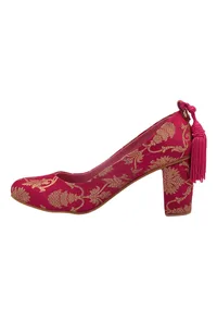 Pink Brocade Block Heel image 4