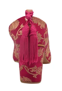 Pink Brocade Block Heel image 5