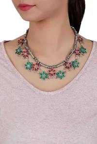 Floral Afghan German Silver Necklace image 1