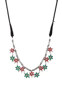 Floral Afghan German Silver Necklace image 2