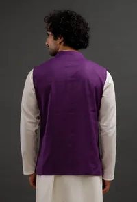 Purple Woollen Blend Nehru Jacket image 5