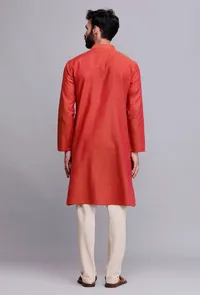 Set of 2: Crimson Red Cotton Kurta and Pajama image 5