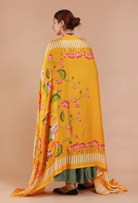 Yellow Digital Print Modal Silk Dupatta image 2