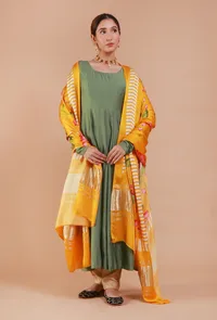 Yellow Digital Print Modal Silk Dupatta image 4