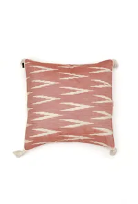 Set of 2: Coral Red Ikat Cotton Cushion Covers image 2
