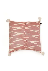 Set of 2: Coral Red Ikat Cotton Cushion Covers image 3