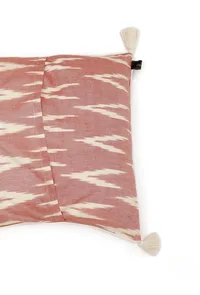 Set of 2: Coral Red Ikat Cotton Cushion Covers image 5