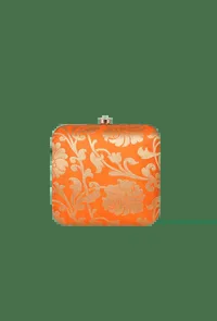 Orange Brocade Box Clutch (6.5 X 2 X 6) image 2