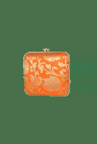 Orange Brocade Box Clutch (6.5 X 2 X 6) image 3