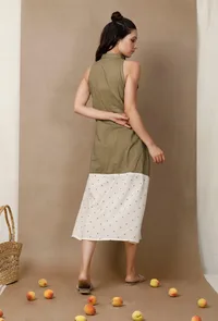 Green Collared A-Line Dress image 4