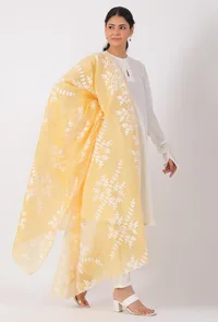 Royal Yellow Chickoo Net  Dupatta image 3