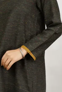 Dark Olive Khadi Cotton Straight Dress image 6