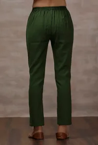 Olive Green Cashmilon Straight Pants image 3