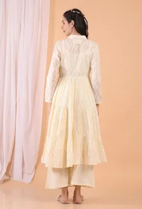 Set of 2: Cream Cotton Tiered Gathered Dress with Pants image 5