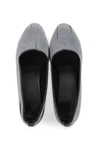 Grey & Black Ikat Block Heels Cruelty Free Leather Ballerinas image 2