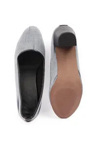 Grey & Black Ikat Block Heels Cruelty Free Leather Ballerinas image 3