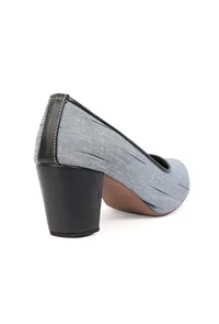 Grey & Black Ikat Block Heels Cruelty Free Leather Ballerinas image 6