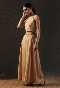 Set Of 2: Golden Brown Crop Top & Palazzo image 3