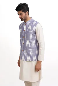 Blue Ikat Nehru Jacket image 3