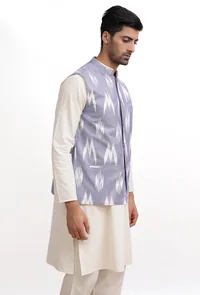 Blue Ikat Nehru Jacket image 4