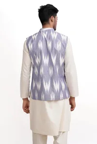 Blue Ikat Nehru Jacket image 5
