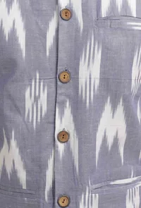 Blue Ikat Nehru Jacket image 6