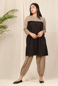 Set Of 2: Bhuri Kajaria Top With Bhuri Dhoti Pants image 1